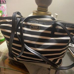 Kate Spade Black and White Striped Tote